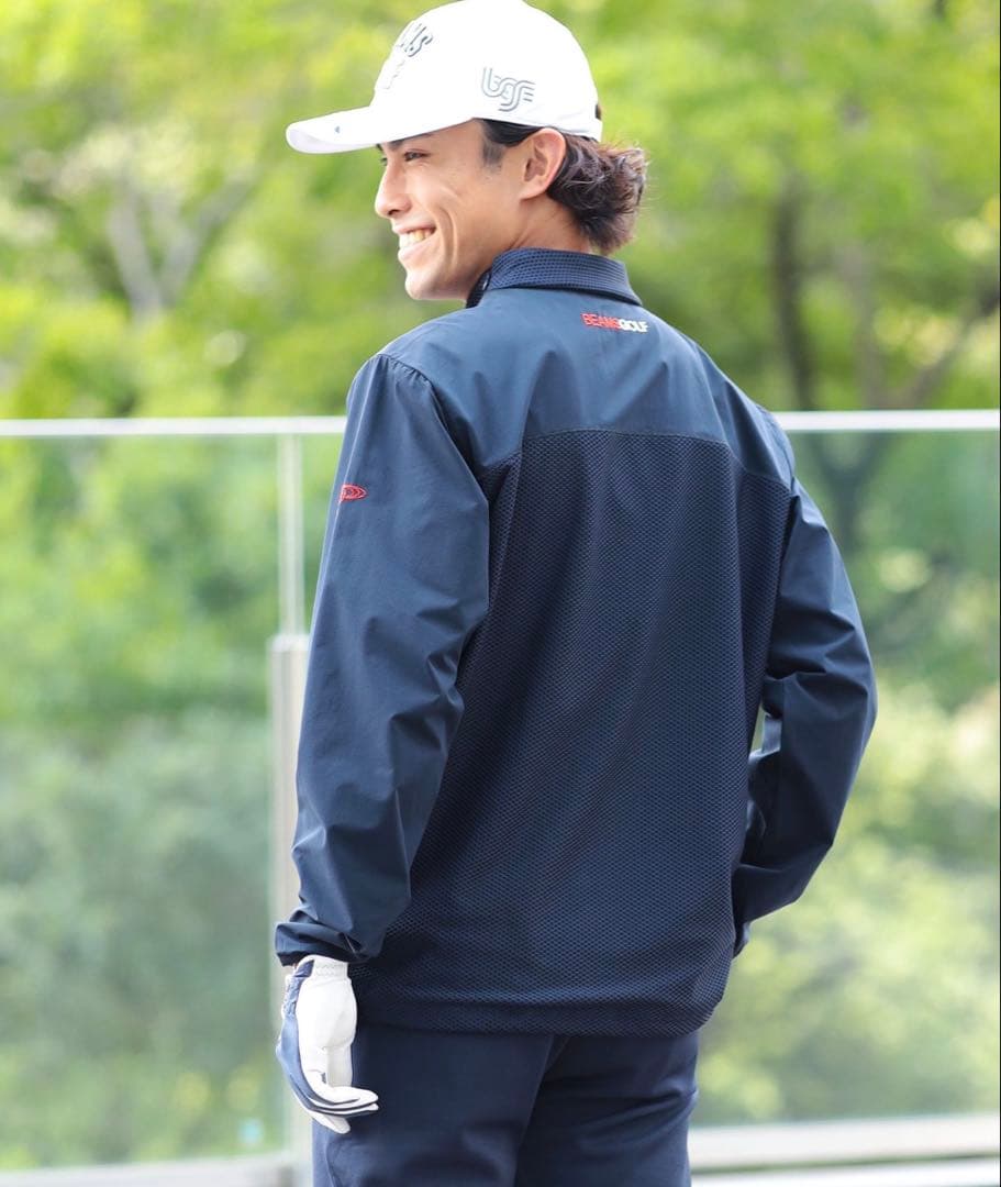 BEAMSGOLF /USロゴショルダージップストレッチピステ