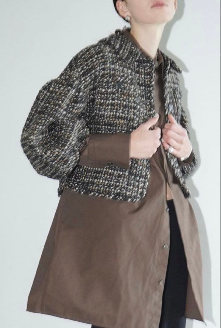CLANE MIX TWEED PUFF SLEEVE JACKET サイズ1