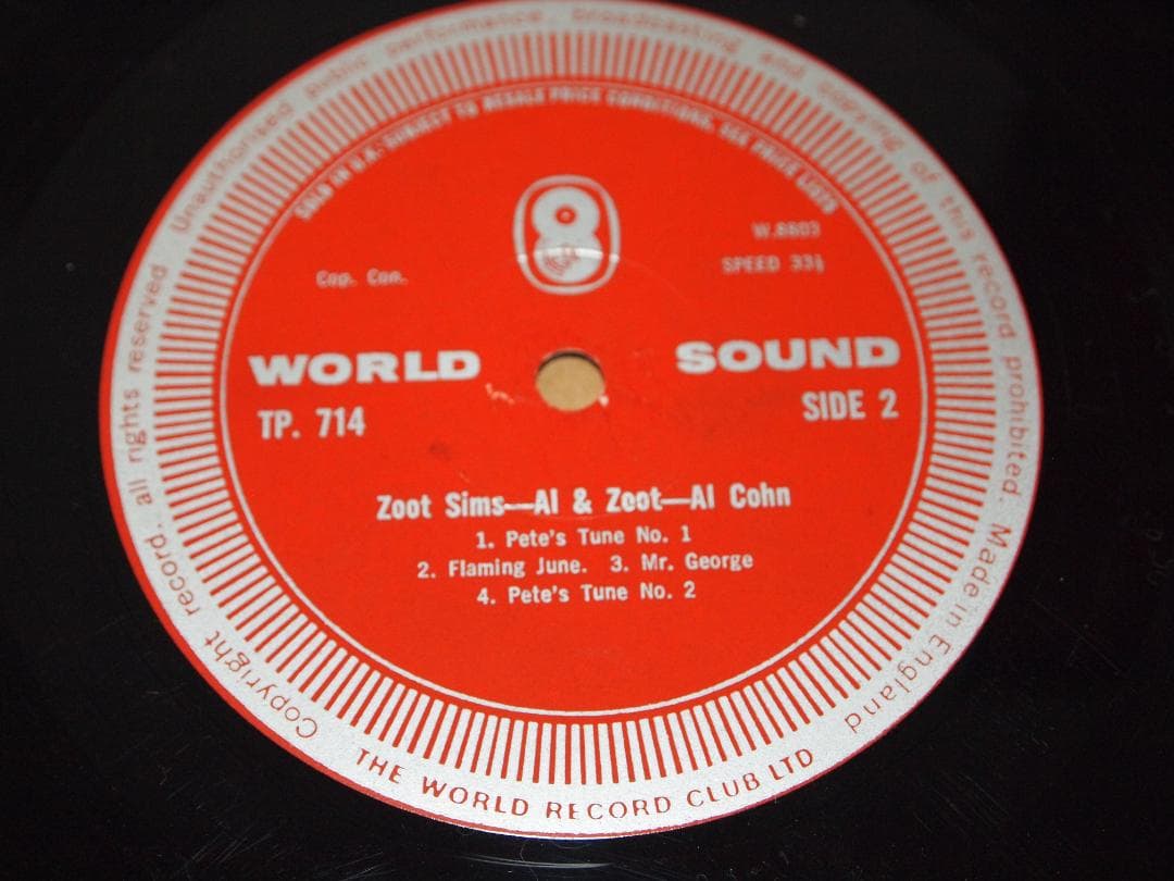洋楽 AL & ZOOT IN LONDON (WORLD RECORD CLUB)