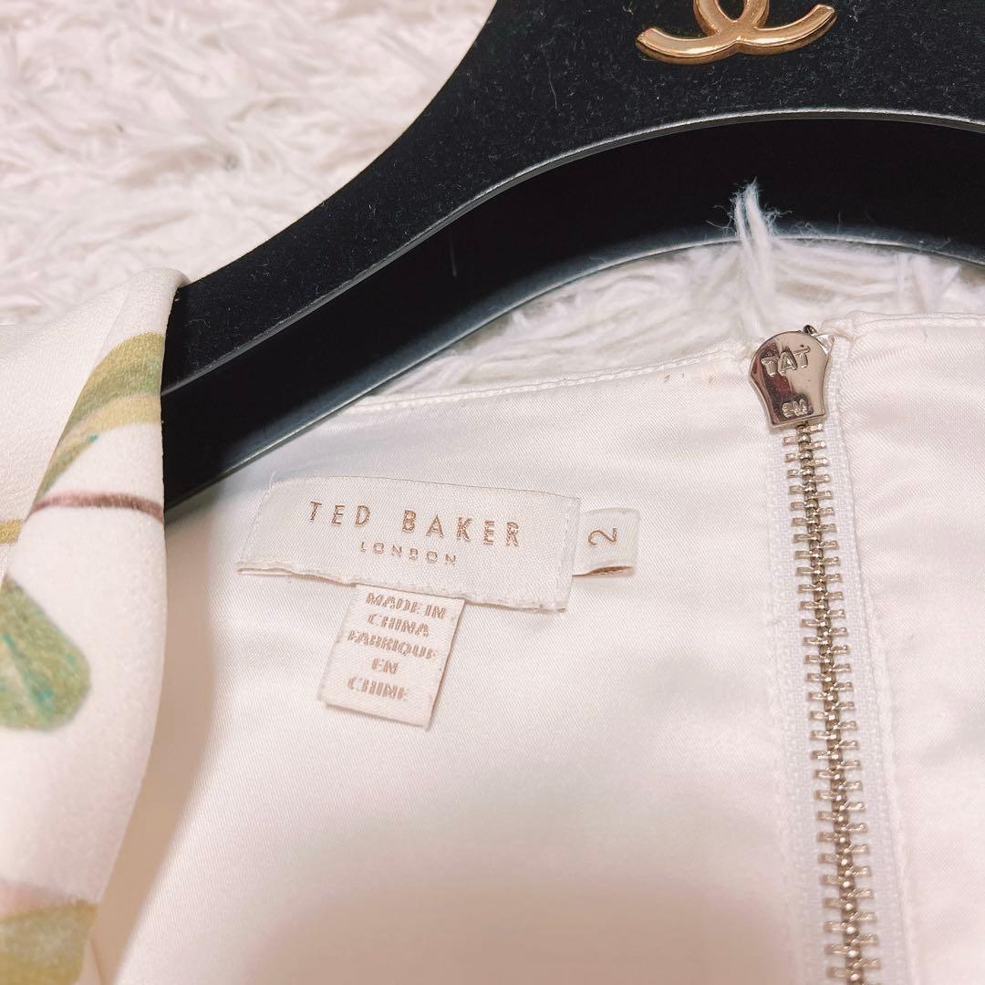 TED BAKER ボタニカル バード ペンシル ドレス ワンピース タイト 白