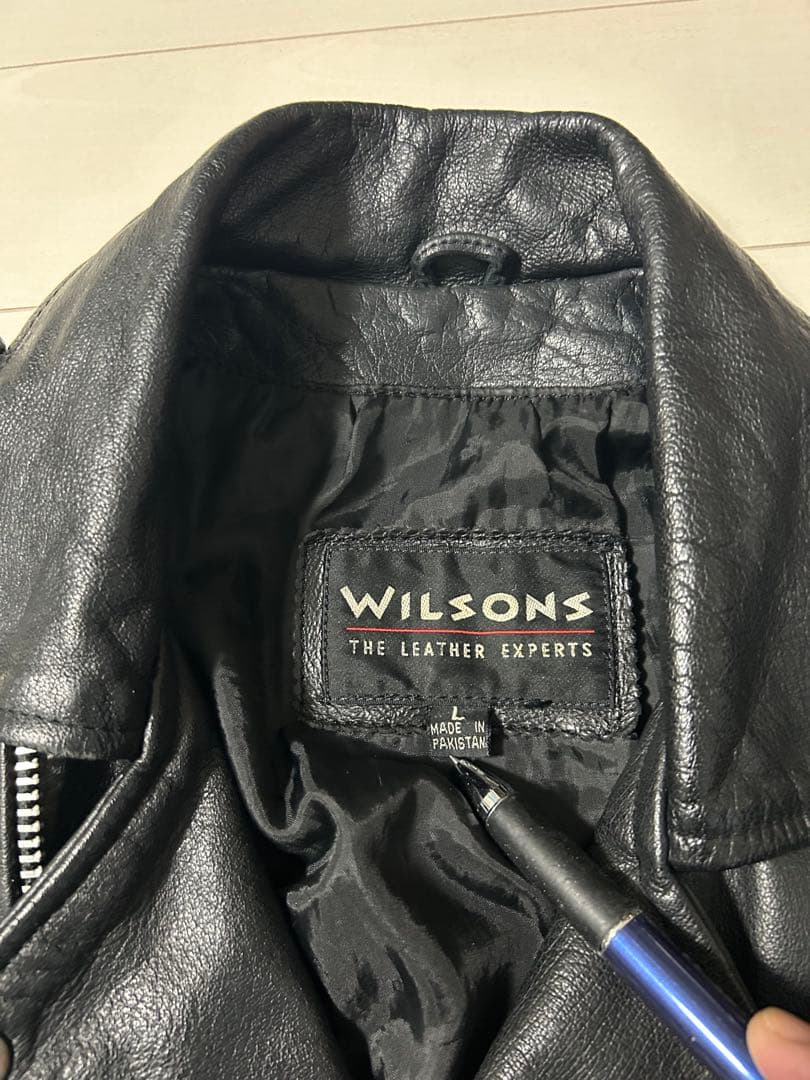 WILSONS ブラック レザー ダブルライダースジャケット　Lサイズ