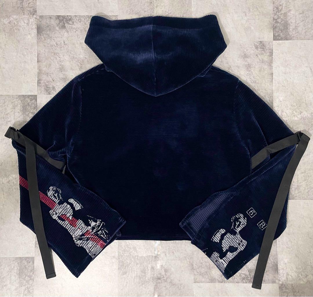 M.Y.O.B NYC MYOB コーデュロイ 変形 短丈 パーカー ペイント
