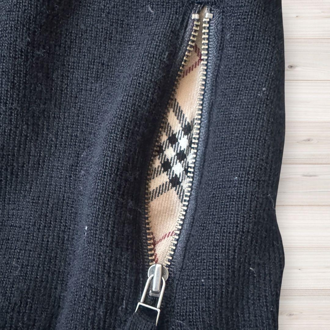 バーバリーブルーレーベル ジップアップニット ノバチェック 日本製 刺繍