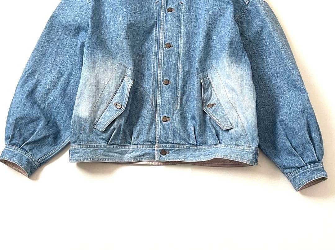 【良品】PAPAS/パパス　デニムジャケット　オーバーサイズ　ロゴ　ユーズド加工