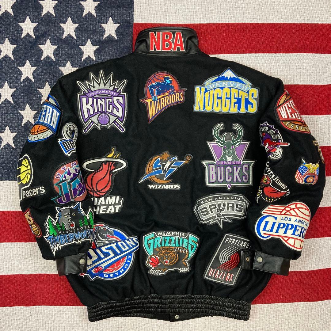 【超希少】90s NBA ジェフハミルトン 襟高 スタジャン ウール 韻マン