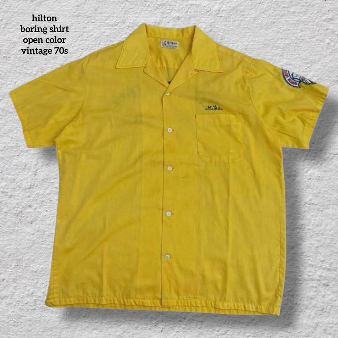 ヒルトンボーリングシャツ開襟70sUSA製チェーンステッチvintage古着