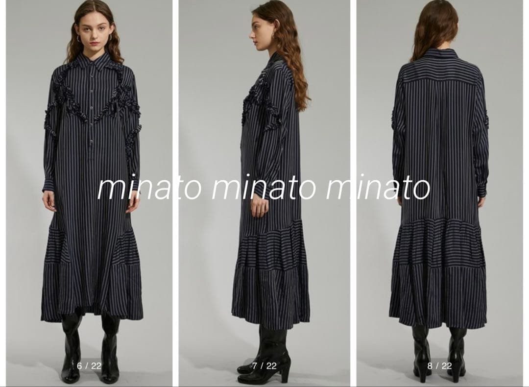ヨシエコ  トーガプルラ キュプラストライプドレス 38 ゆったり
