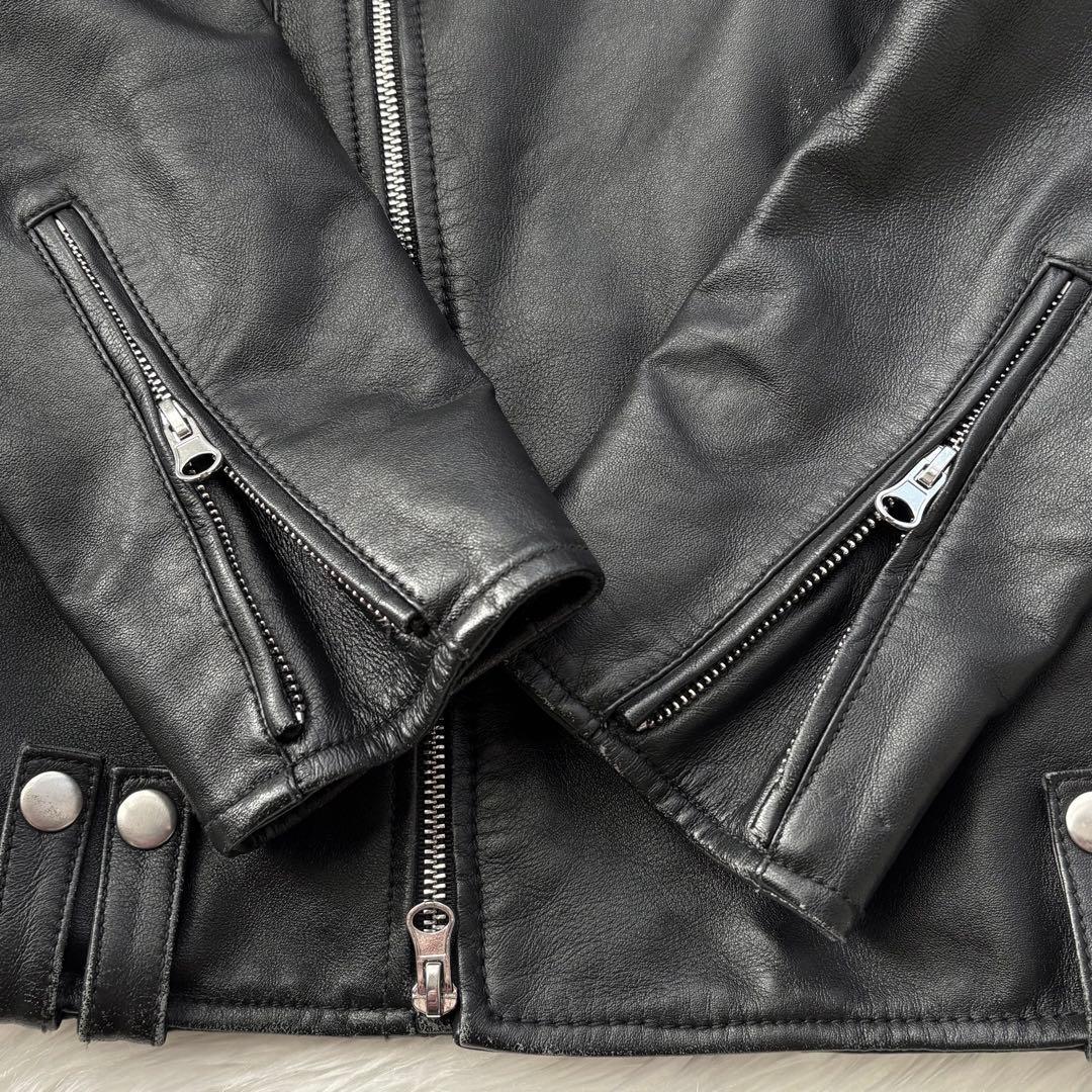 【美品】ダブルライダースジャケット LHP ラムレザー ブラック Lサイズ 本革