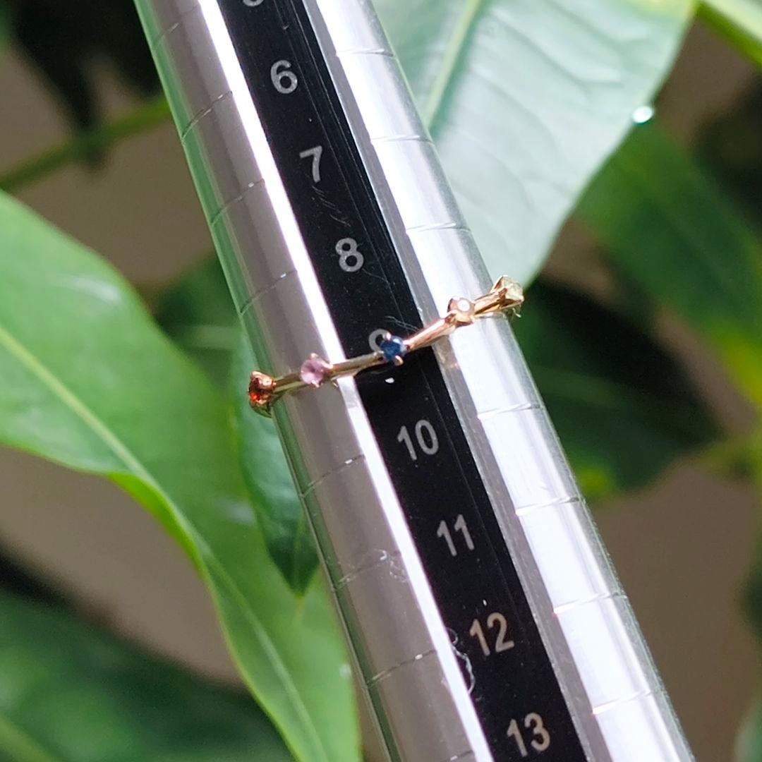 jouete　K10 YG　マルチカラー　V　ライン　アミュレット　リング　9号