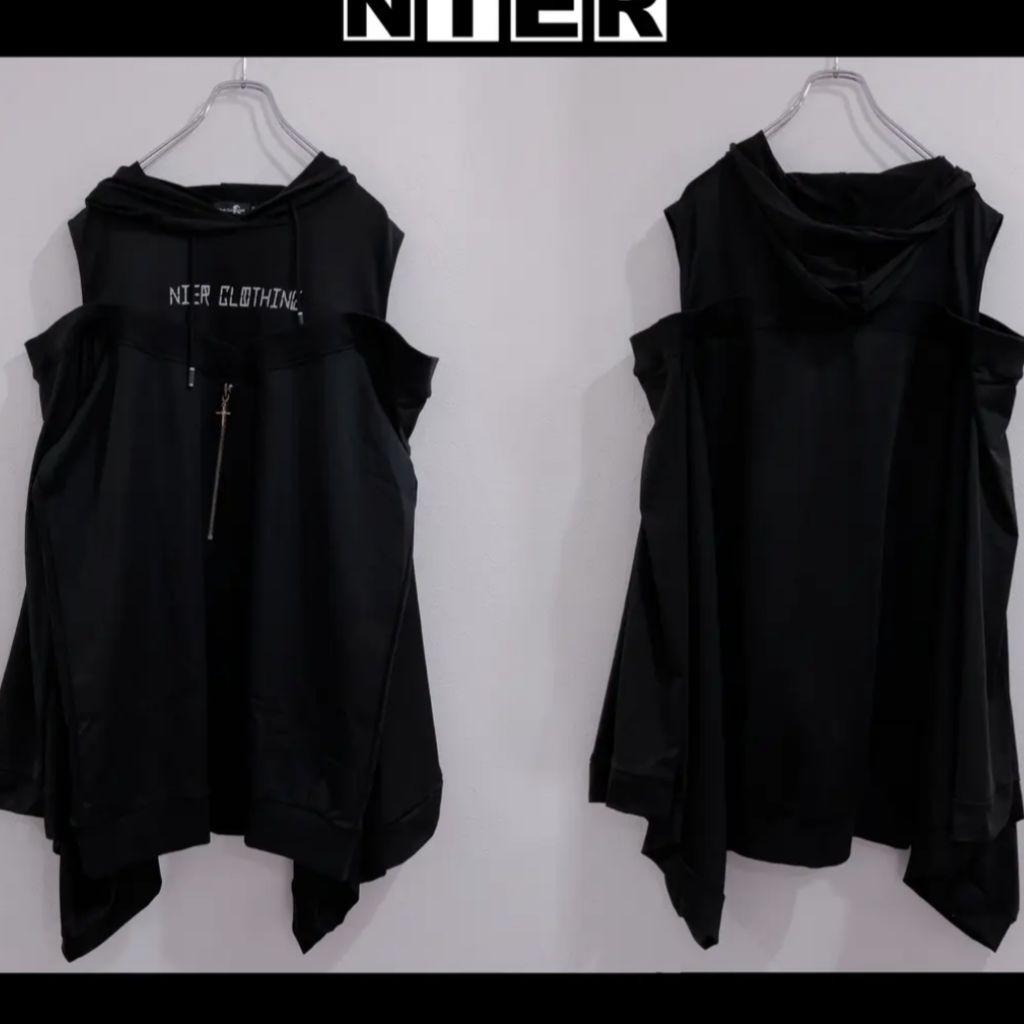 NieR 着物風袖 OFF-SHOULDER PARKA FRONT ZIP