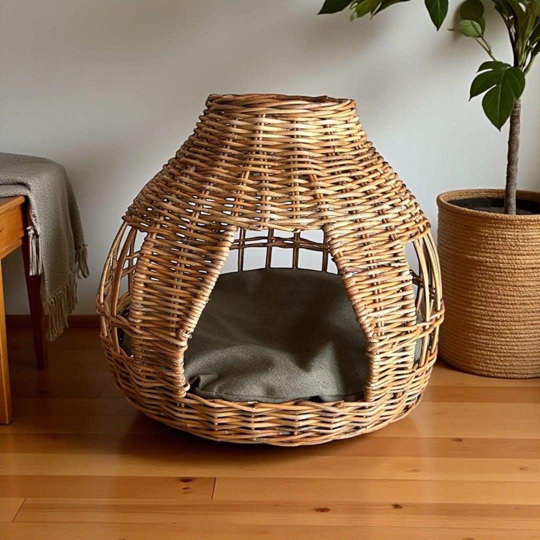 天然皮付き籐アラログ　ねごちぐら　ねこハウス　ペットハウス