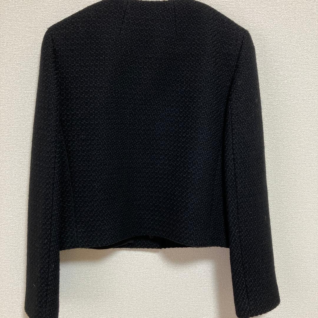 Theory 23AW ノーカラー ツイードクロップドジャケット 黒