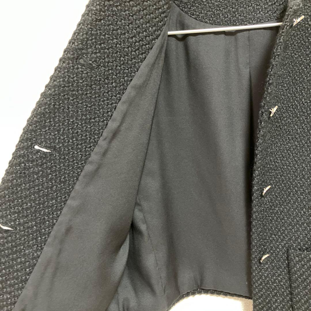 Theory 23AW ノーカラー ツイードクロップドジャケット 黒