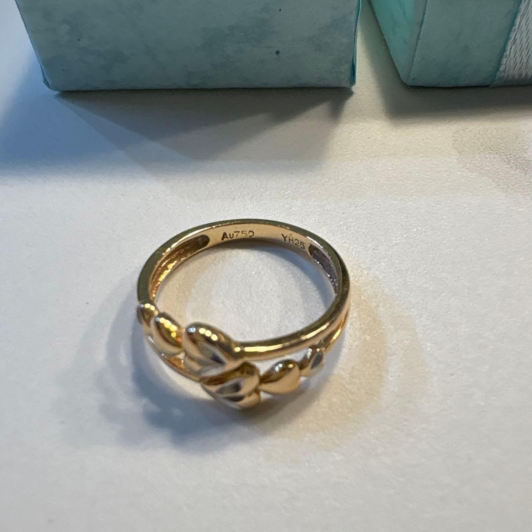 18K ハートモチーフ AU750 18金リング ボックス付き