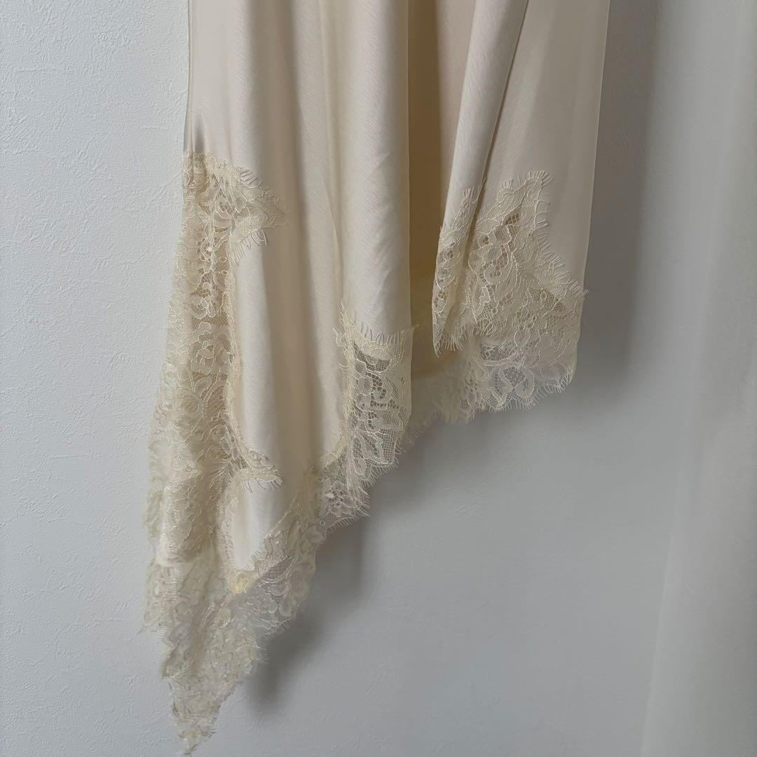 ZARA ZW COLLECTION アシンメトリーレースワンピース M サテン