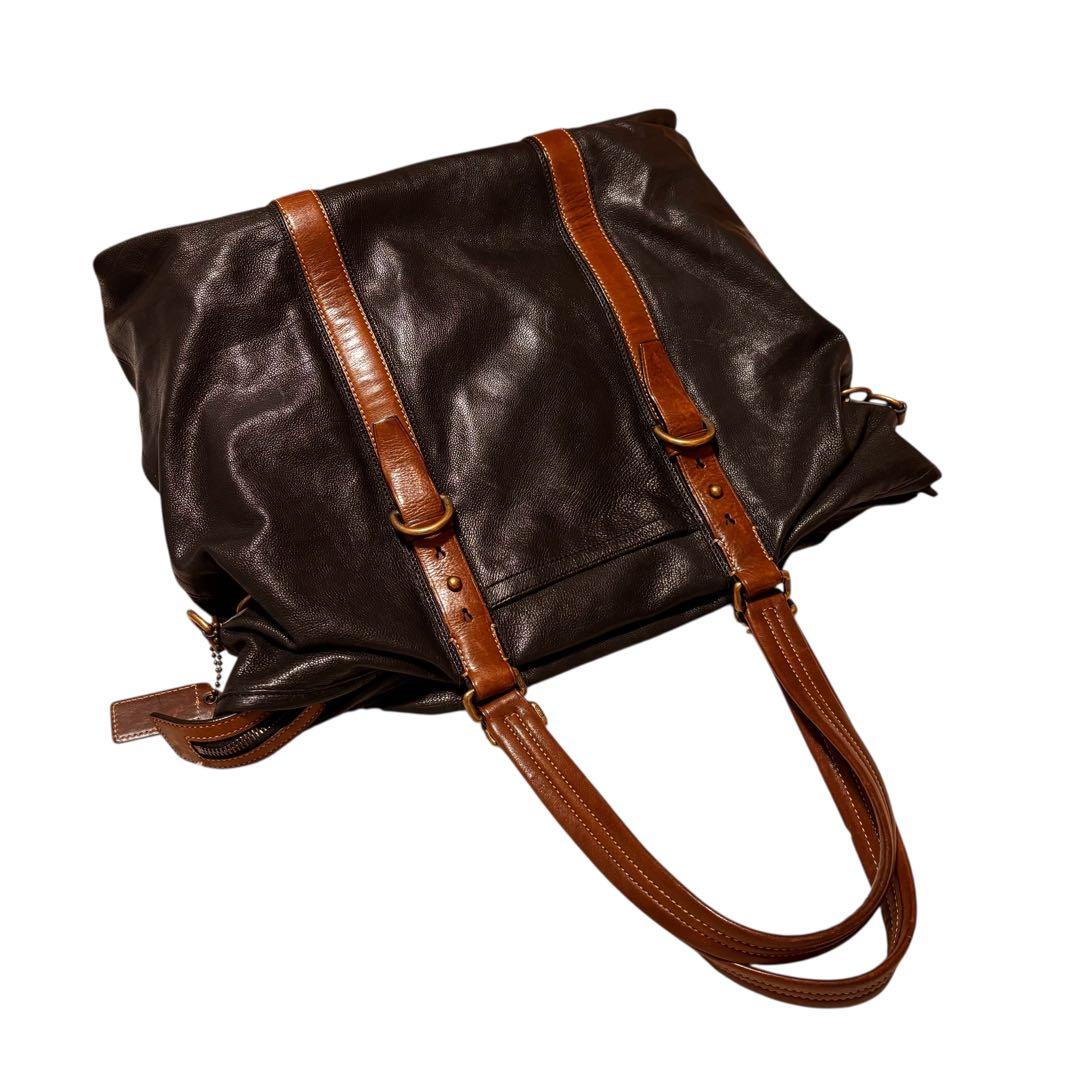 COACH ダークブラウン 本革　2wayレザー トートバッグ　ビジネスバッグ