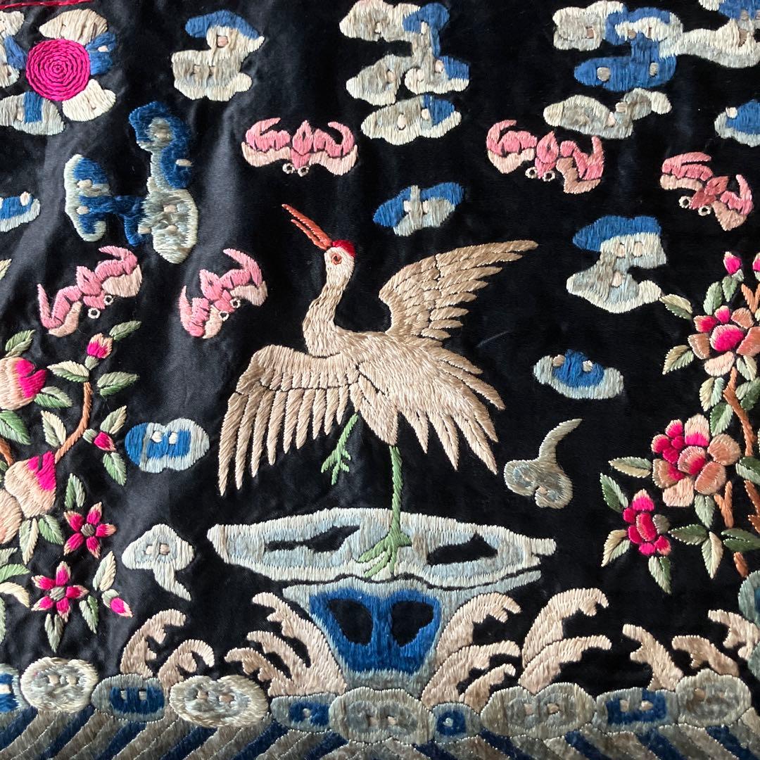 刺繍入り チャイナジャケット 100%シルク