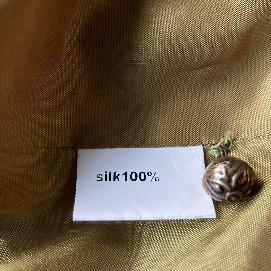 刺繍入り チャイナジャケット 100%シルク