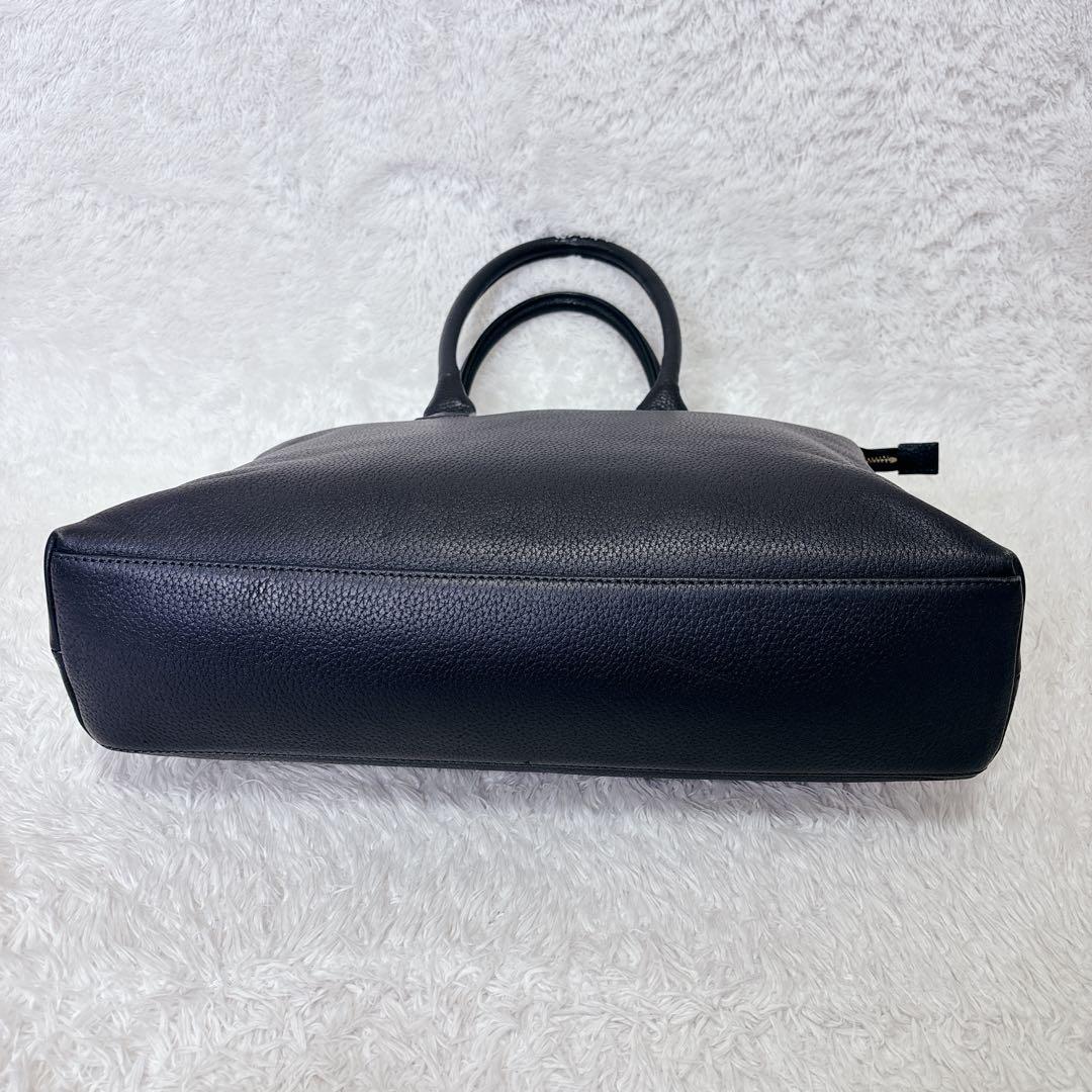 美品　ハッシュタグ　トートバッグ　シボ革　A4 自立　ダークネイビー　肩かけ