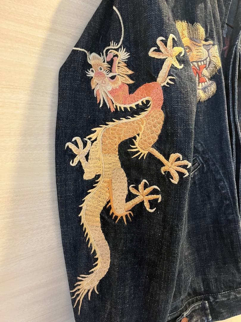 EVISU YAMANE 刺繍デニムジャケット 龍 虎 ライオン 京都