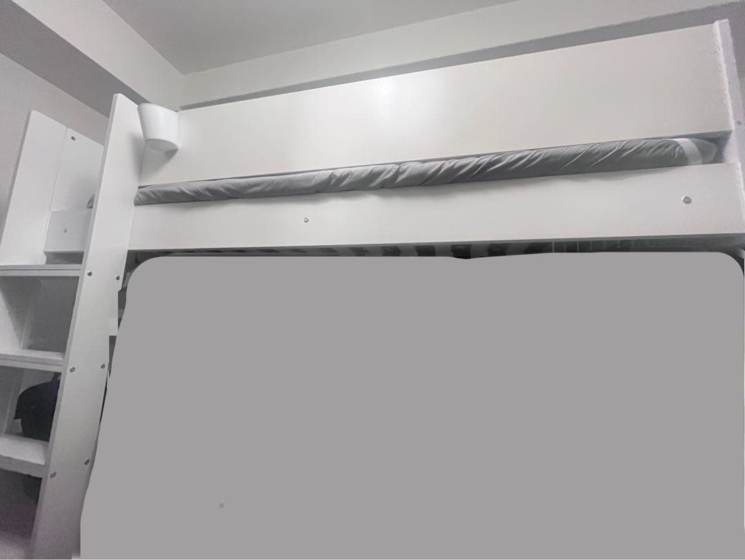 【解体済み】ホワイト ロフトベッド 木製 デスク付き