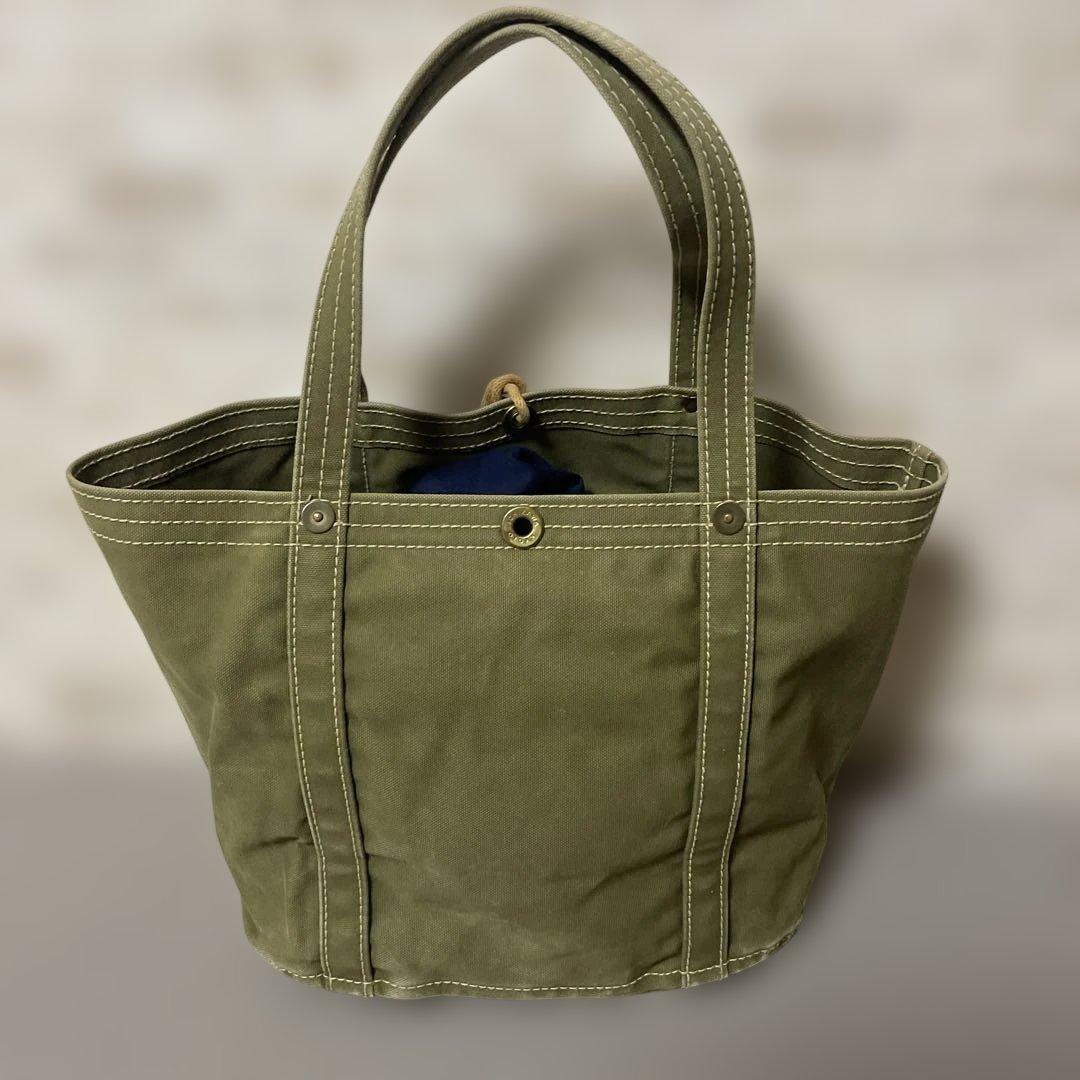 【良品】京都 一澤帆布 オリーブグリーン 定番トートバッグ 厚手/ 信三郎帆布