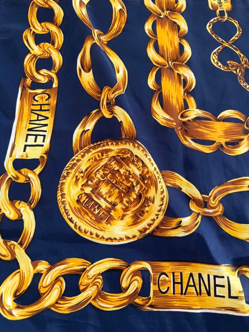 CHANEL★ チェーンリンクプリント silk100%スカーフ