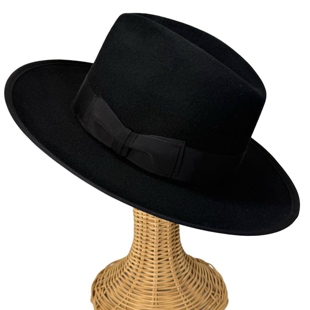 ラス1‼️STETSON SE827 フラットブリムフェルトハット　黒色
