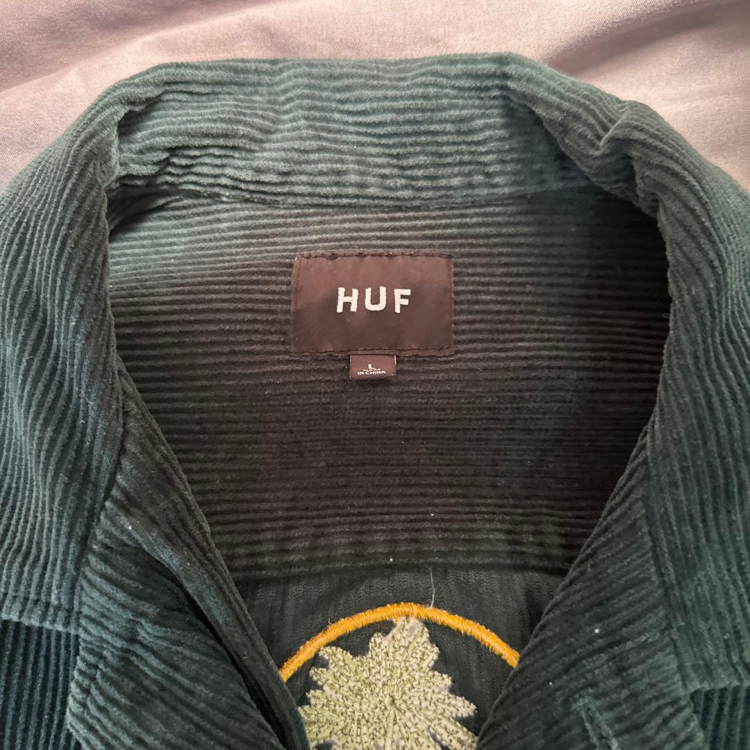 HUFガンジャコーデュロイジャケット “WILD FLOWERS”刺繍グリーンL