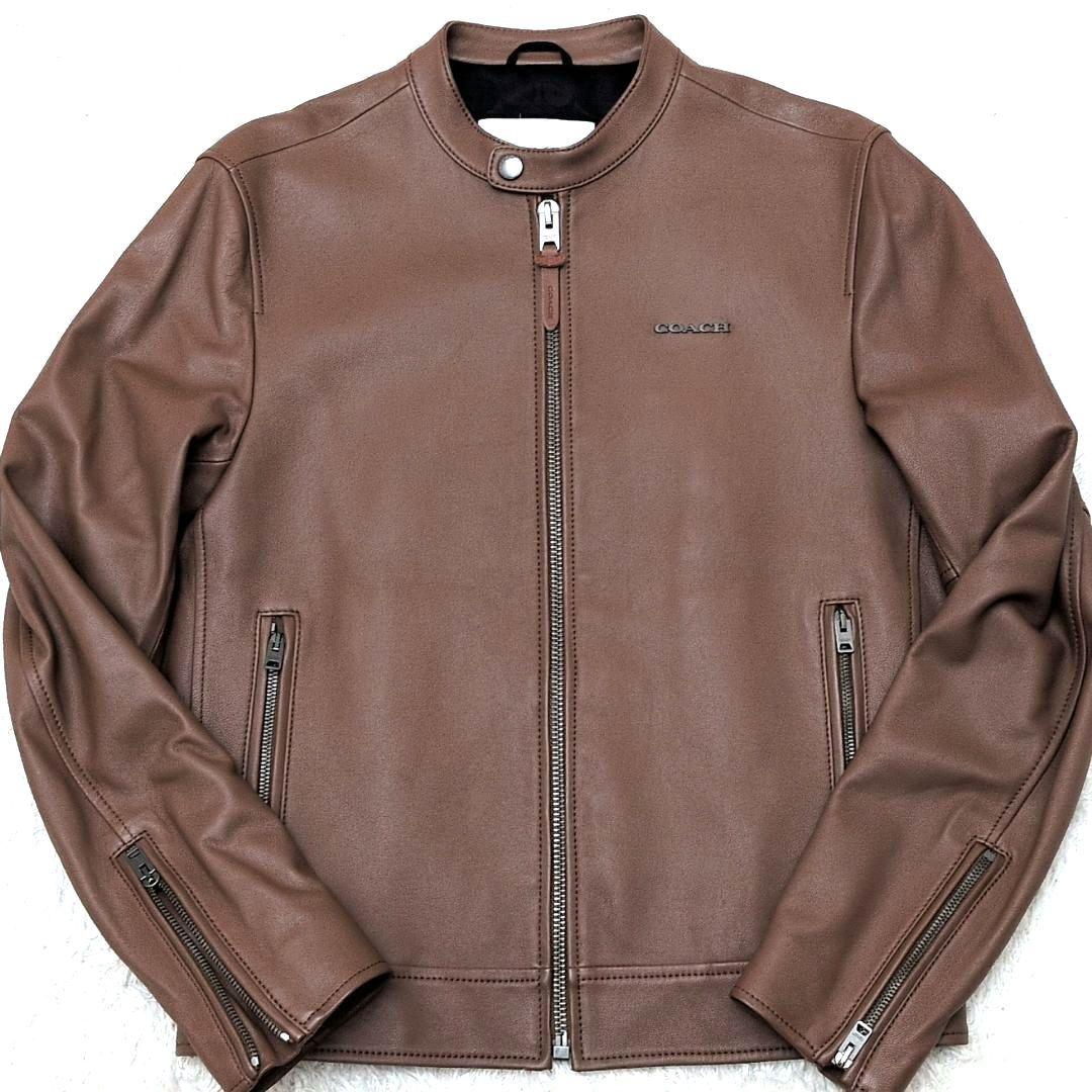 【M相当 極美品 近年モデル】コーチ　ラムレザー　ライダースジャケット　シングル
