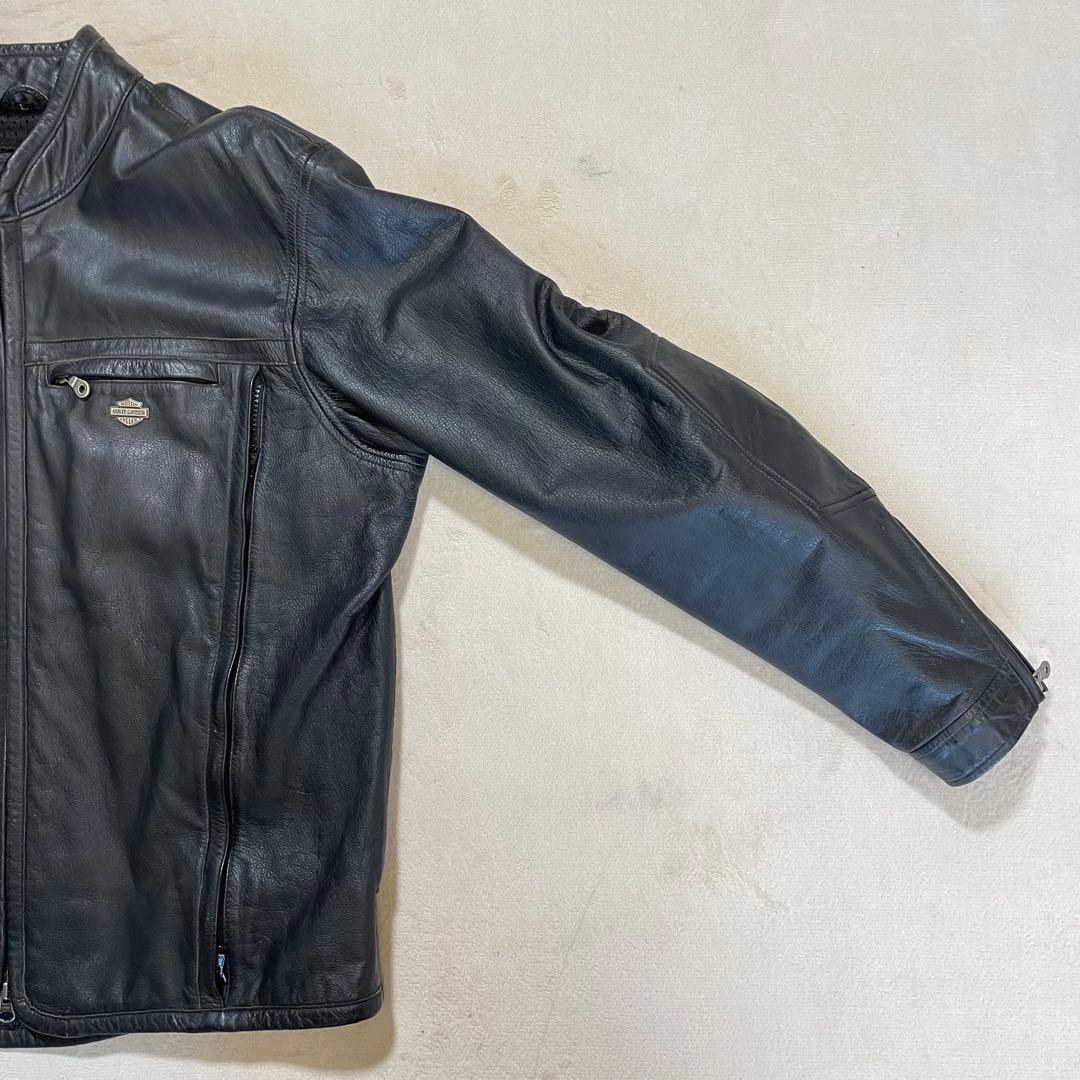 ハーレーダビットソン　レザージャケット　裏面　デザイン　シングル　ライダース　L