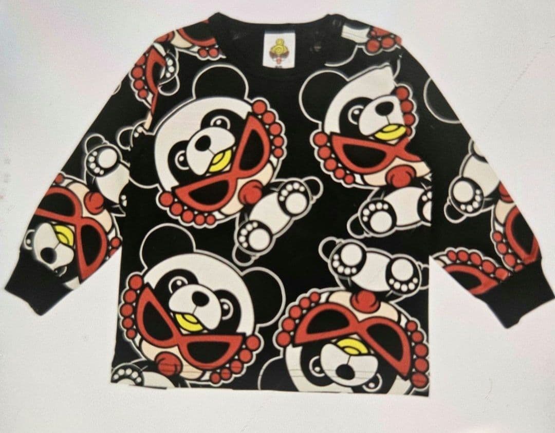 ヒステリックミニ　パンダ　ロングシャツ　80　ブラック　ヒスミニ