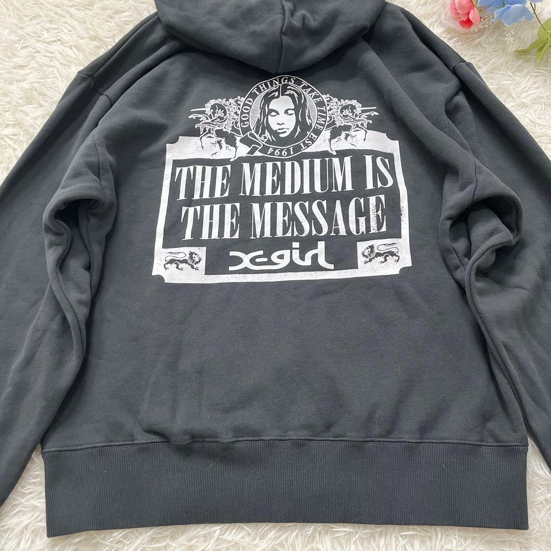 美品♡X-girl ZIP UP SWEAT HOODIE チャコール Mサイズ