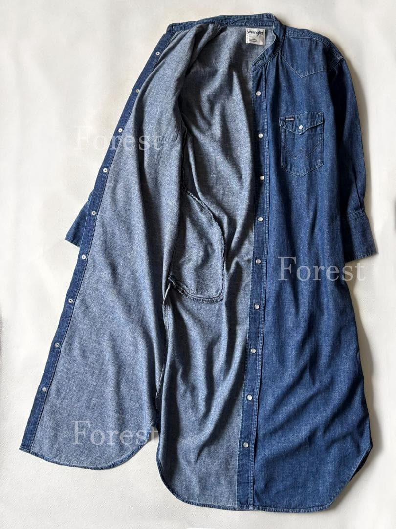 Wrangler ノーカラーデニムシャツワンピース　sizeFREE　SHIPS