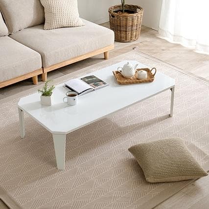 幅120cm【 新品】鏡面ホワイト　 折りたたみローテーブル センターテーブル