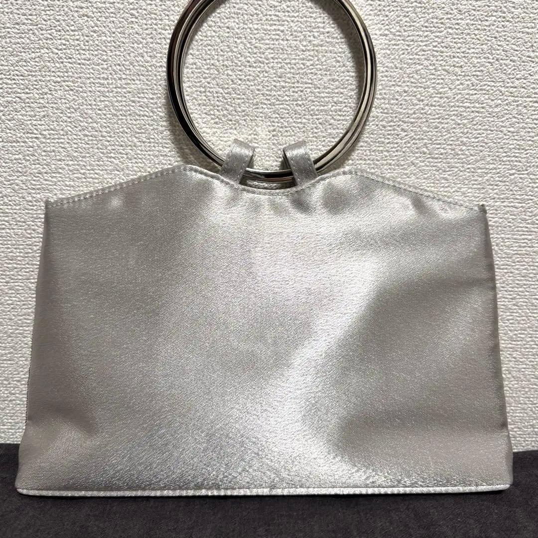 AIMER ハンドル付きビーズ刺繍バッグ シルバー 結婚式・パーティ