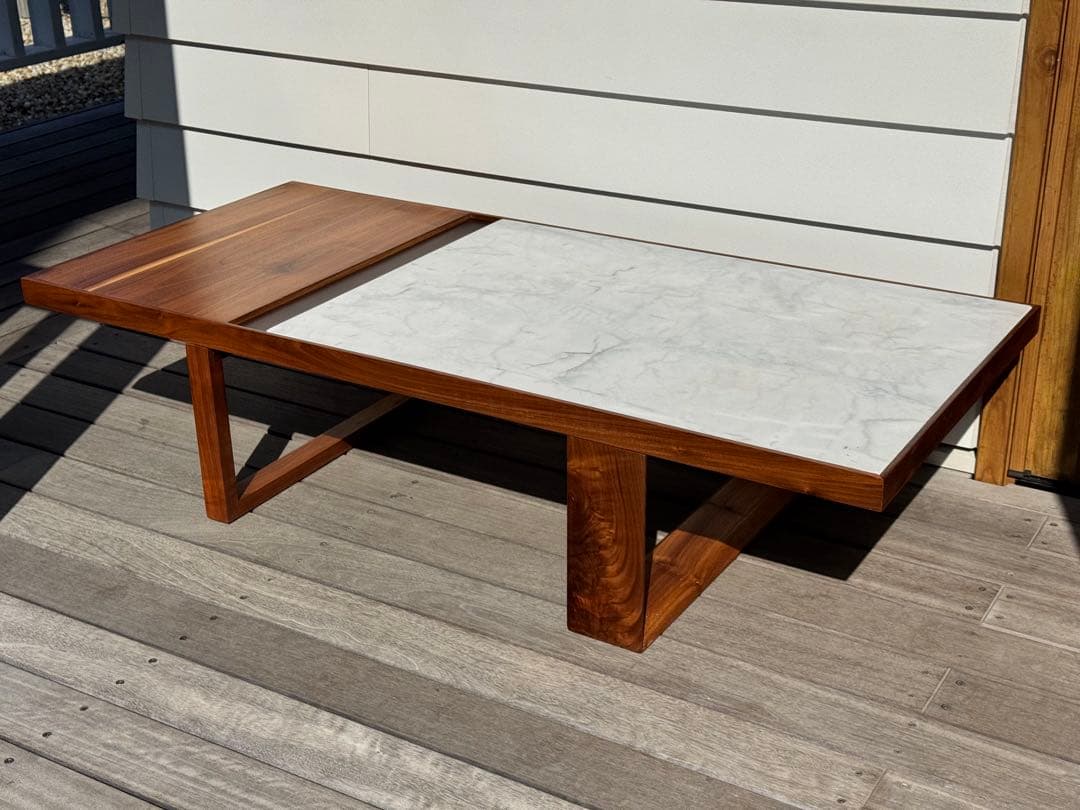 美品 Organic Modernism 大理石ウォールナット センターテーブル