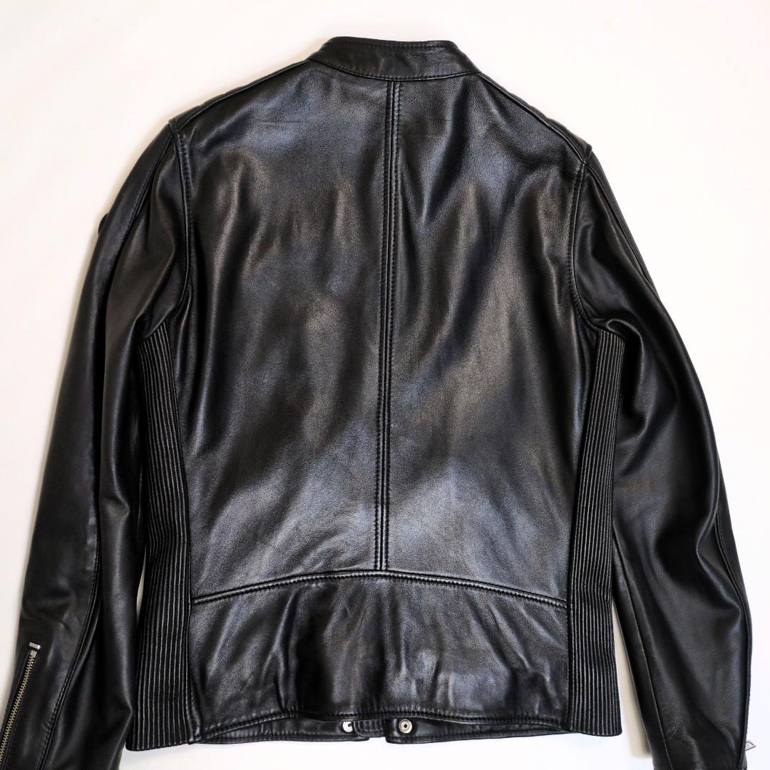 美品 ディーゼル L シングル ライダースジャケット ラムレザー 裏地赤