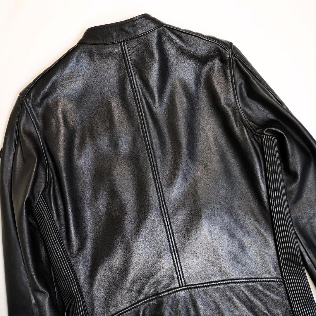 美品 ディーゼル L シングル ライダースジャケット ラムレザー 裏地赤