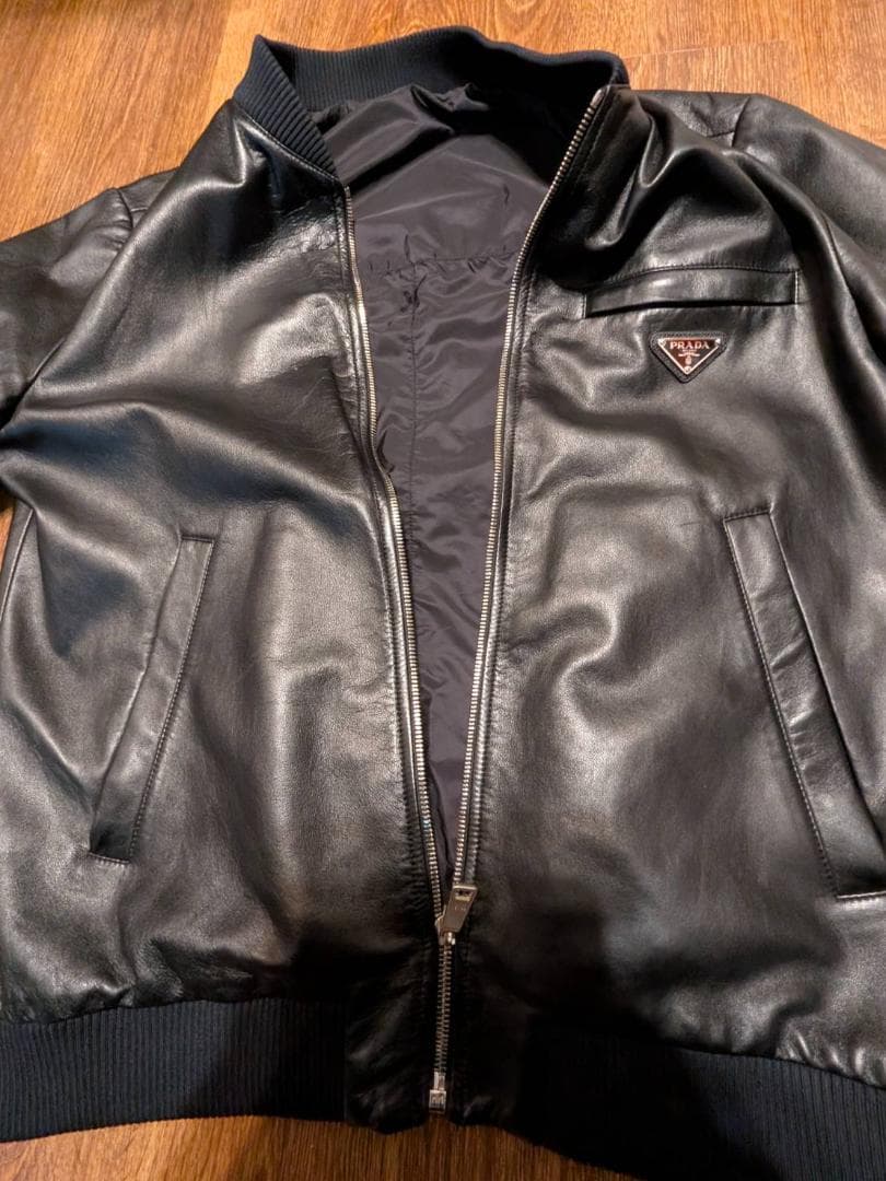 PRADA ナッパ レザージャケット シャツ ブラック サイズ50 美品