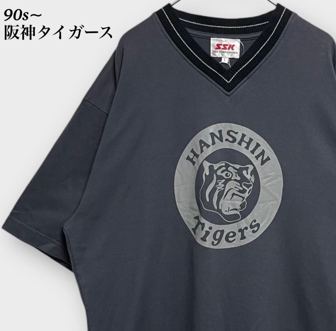 .90s~ 阪神タイガース SSK 半袖 ゲームシャツ ブラック系 チャコール