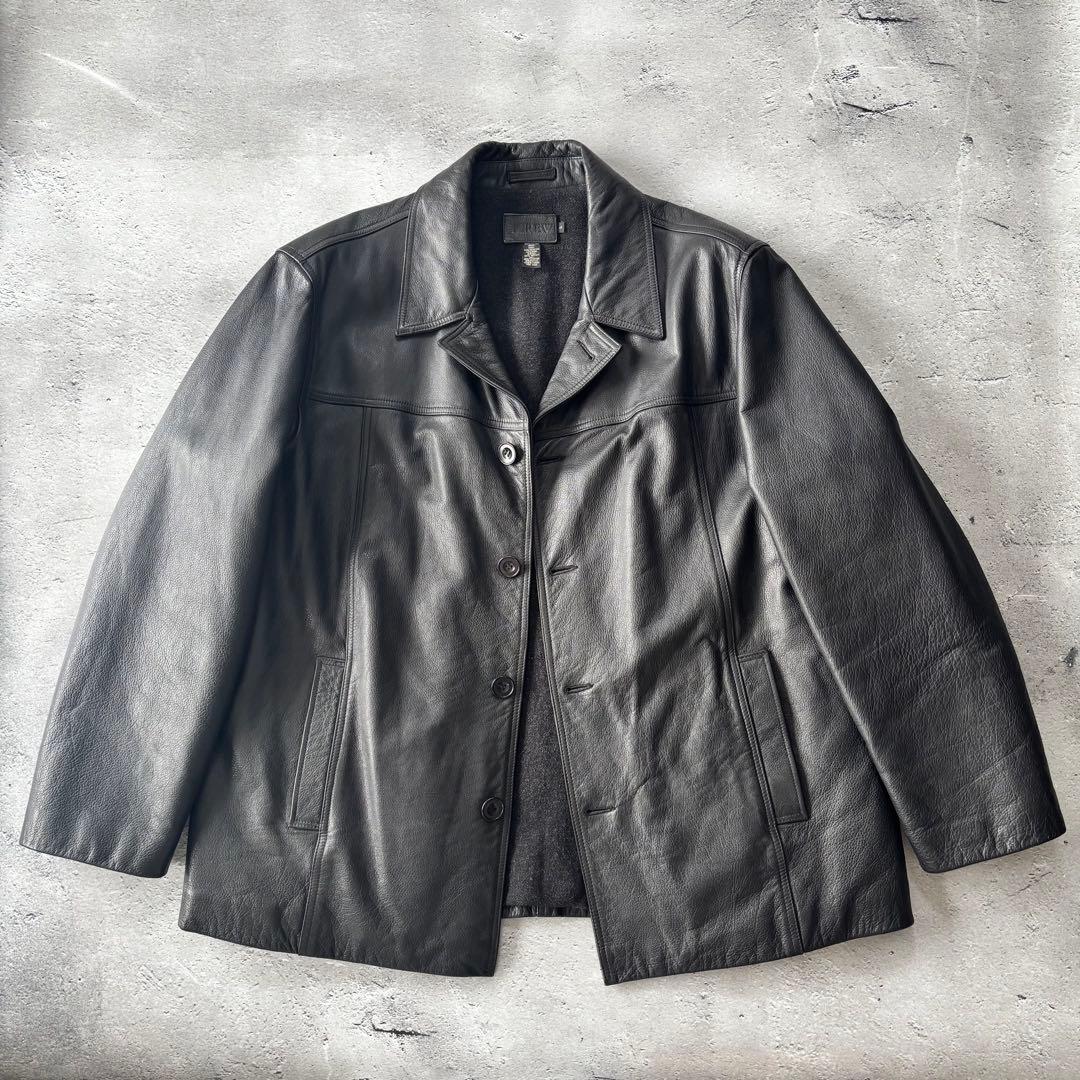 美品｜90s J.Crew レザーカーコート 本革 ブラック