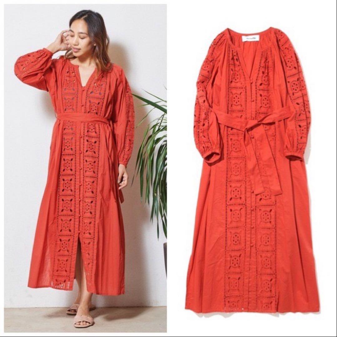 新品 Sara mallika サラマリカ カットワーク ギャザー ワンピース