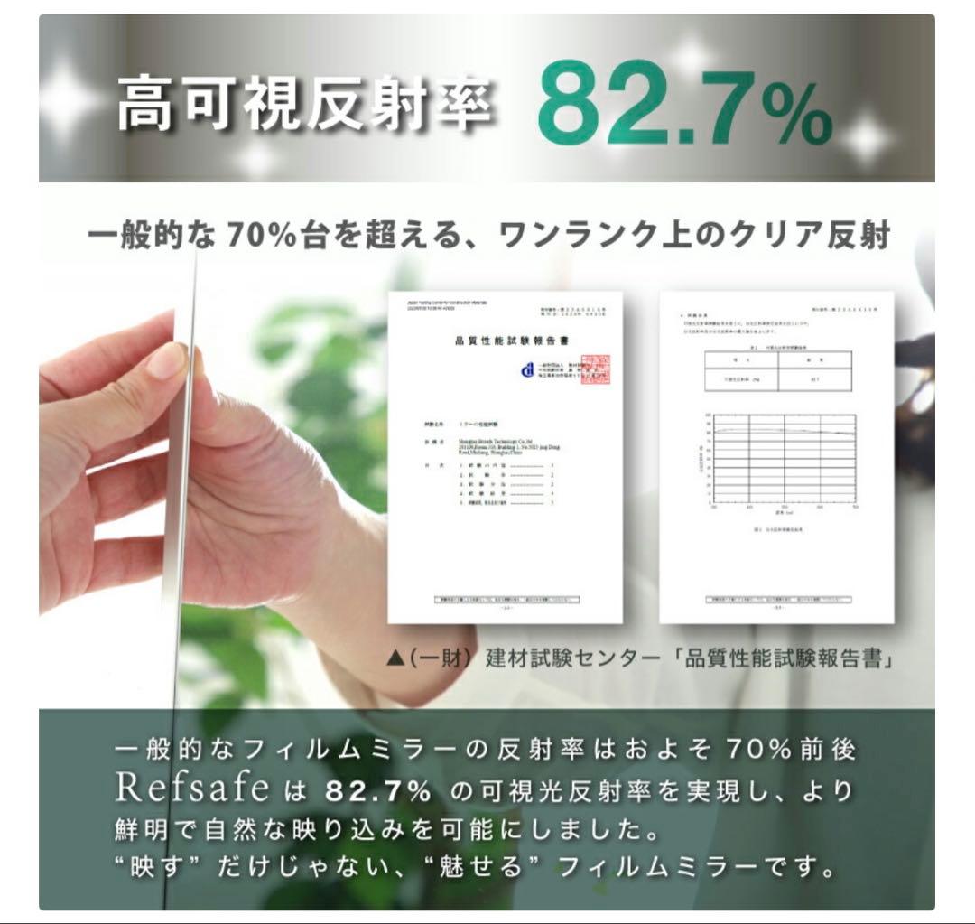 【新品・未開封】横浜手渡し Refsafe割れない鏡 50×160cm ゴールド