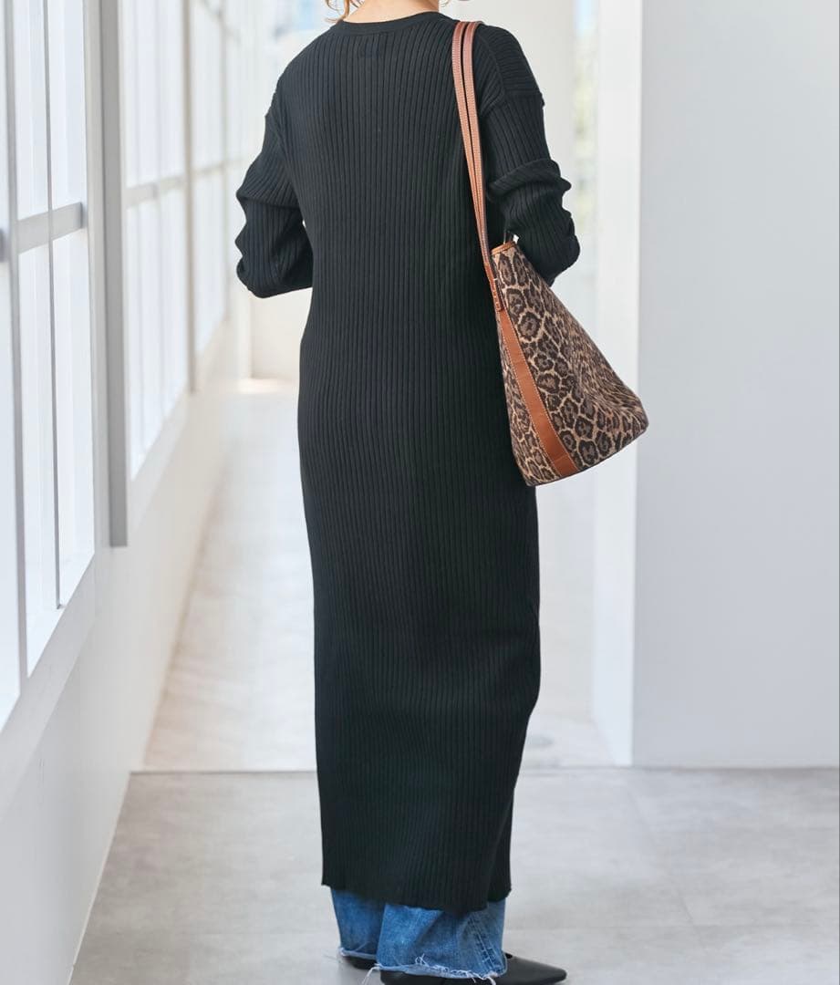 Spick&Span ヘンリーネックリブニットワンピース
