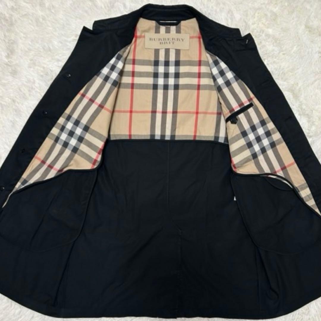 【美品/XL】バーバリーブリッド ステンカラーコート アウター ノバチェック 黒