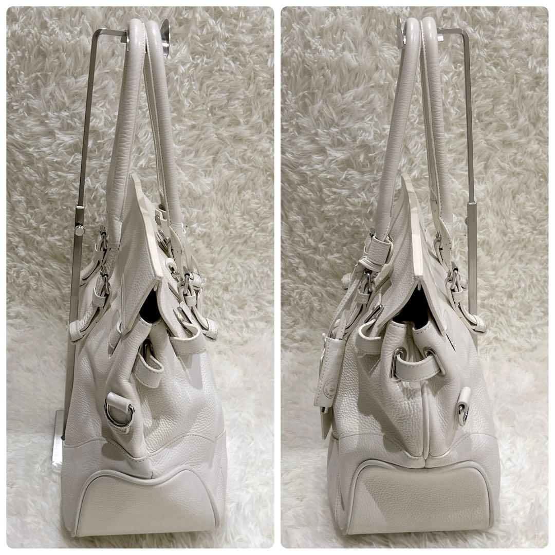 PELLE MORBIDAペッレモルビダ レザートートバッグホワイト A4収納可