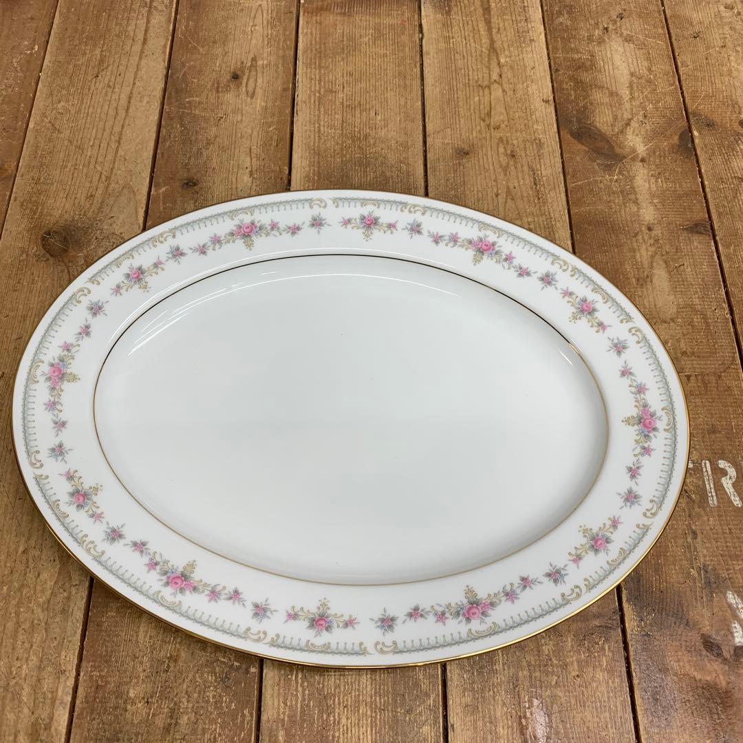 D-4 【美品】Noritake ノリタケ オーバルプラター 大皿 花柄 金彩