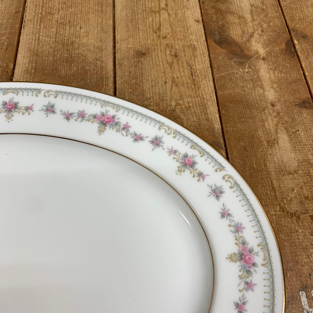 D-4 【美品】Noritake ノリタケ オーバルプラター 大皿 花柄 金彩