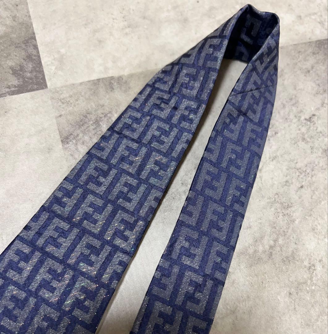 極美品 FENDI ネクタイ ズッカ柄 ラメ加工 キラキラ